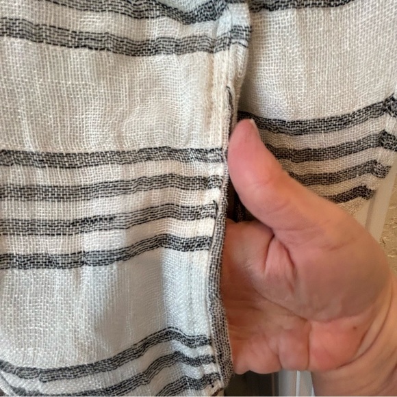 NWT Paper Lace Grey Off White Striped Cover Up Sz OS Lined Lagenlook Pockets - Picture 3 of 9